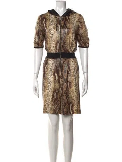 Pre-owned Joseph Ribkoff Animal Print Crew Neck Jumpsuit W/ Tags In Multicolor