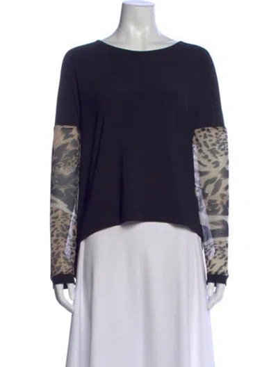 Pre-owned Joseph Ribkoff Animal Print Crew Neck Top In Blue