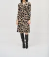 Joseph Ribkoff Animal Print Faux Wrap A-line Dress In Black/multi