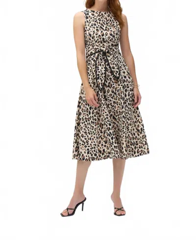 Joseph Ribkoff Animal Print Fit And Flare Dress In Beige/black