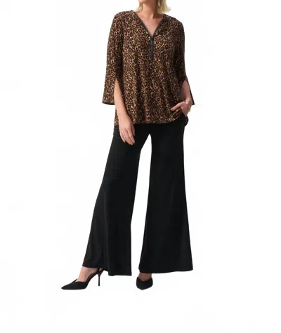 Joseph Ribkoff Animal Print Fit And Flare Tunic Top In Beige/black In Brown