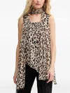 Joseph Ribkoff Animal-print Fringed Top In Neutral