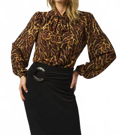 Joseph Ribkoff Animal Print Blouse In Black /brown