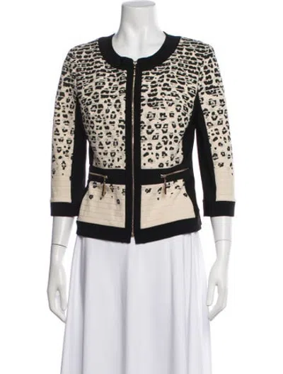 Pre-owned Joseph Ribkoff Animal Print Jacket In Black