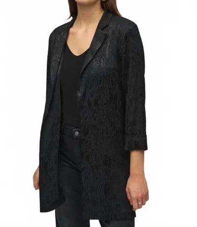 Joseph Ribkoff Animal Print Long Jacquard Blazer In Black