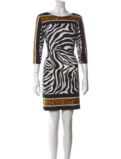 Pre-owned Joseph Ribkoff Animal Print Mini Dress In Black