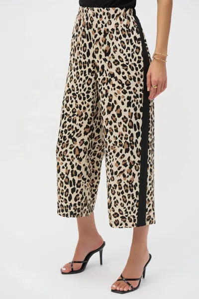 Joseph Ribkoff Animal Print Pull On Culotte Pants In Beige/black In Multi