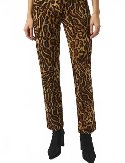 Joseph Ribkoff Animal Print Pull-on Straight Leg Pants In Black/brown
