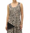 Joseph Ribkoff Animal Print Reversible Chiffon Tunic Top In Beige/black In Black