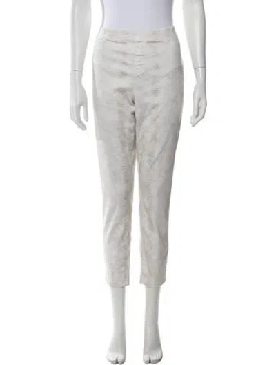 Pre-owned Joseph Ribkoff Animal Print Straight Leg Pants In White