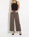 Joseph Ribkoff Animal Print Wide Leg Pant In Brown/black In Brown