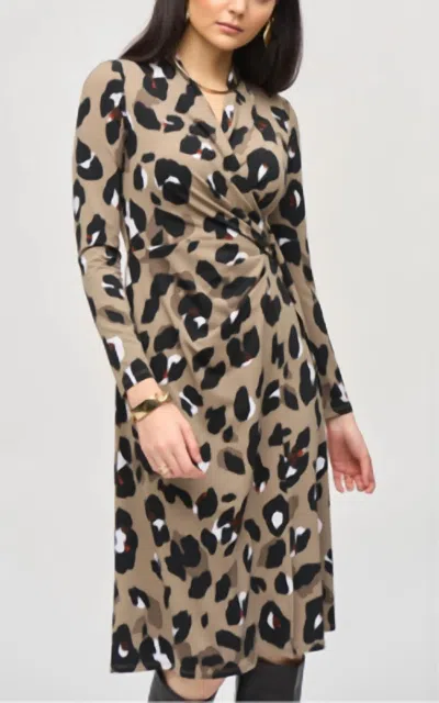 Joseph Ribkoff Animal Print Wrap Dress In Black/multi