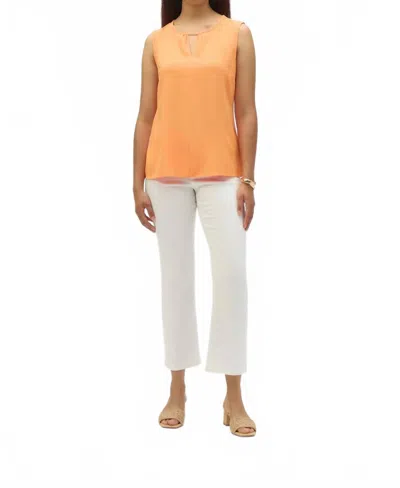 Joseph Ribkoff Apricot Eggshell Keyhole Cut Out Sleeveless Top In Apricot Orange In Multi