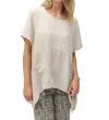 Joseph Ribkoff Ruched Boxy Gauze Top In Moonstone In Neutral