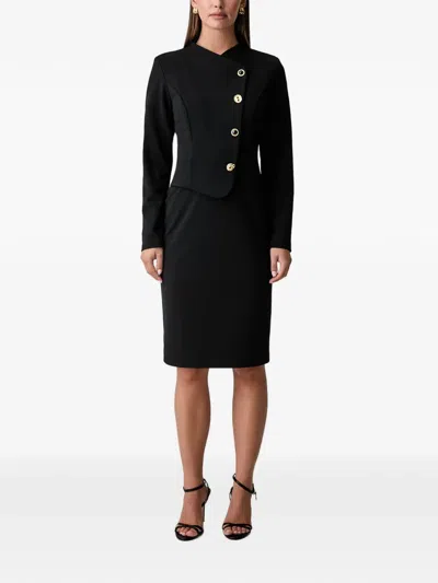 Joseph Ribkoff Asymmetric Button-up Midi Dress In Black