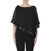 Joseph Ribkoff Asymmetric Overlay Top In Black In Black
