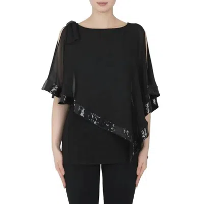 Joseph Ribkoff Asymmetric Overlay Top In Black
