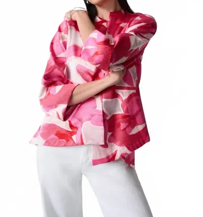 Joseph Ribkoff Asymmetric Swing Jacket In Pink/multi Floral