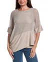 Joseph Ribkoff Asymmetrical Hem Mesh Top In Multi