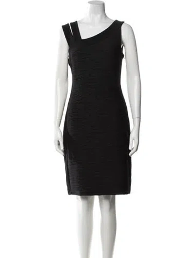 Pre-owned Joseph Ribkoff Asymmetrical Knee-length Dress In Black