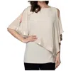 Joseph Ribkoff Asymmetrical Chiffon Overlay Top In Champagne In White