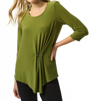 Joseph Ribkoff Asymmetrical Scoop Neck 3/4 Sleeves Tunic Top In Artichoke In Green