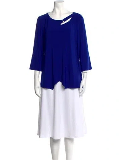 Pre-owned Joseph Ribkoff Asymmetrical Three-quarter Sleeve Top In Blue