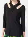 Joseph Ribkoff Bamboo Jersey Cutout Top In Black In Black