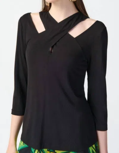 Joseph Ribkoff Bamboo Jersey Cutout Top In Black
