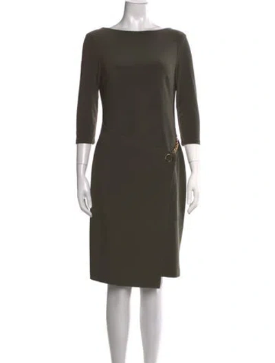 Pre-owned Joseph Ribkoff Bateau Neckline Knee-length Dress In Green