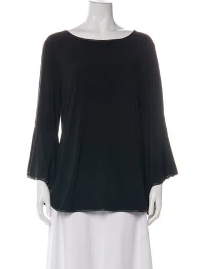 Pre-owned Joseph Ribkoff Bateau Neckline Long Sleeve Top In Black