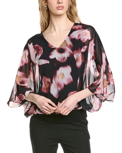 Joseph Ribkoff Batwing Sleeve Floral Top In Black