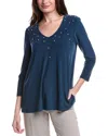 Joseph Ribkoff Beaded Chest Blouse In Blue