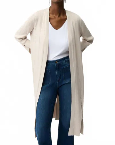 Joseph Ribkoff Beaded Fringe Long Cardigan In Moonstone In Yellow