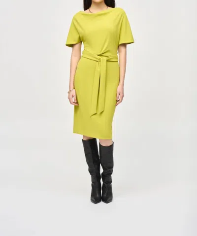 Joseph Ribkoff Belted Boat Neck Sheath Dress In Wasabi In Green
