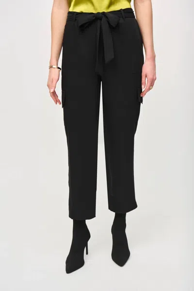 Joseph Ribkoff Belted Cropped Cargo Pant In Black