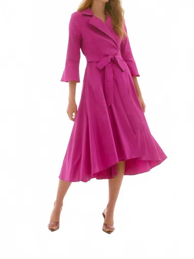 Joseph Ribkoff Belted High Low Wrap Dress In Magenta In Purple