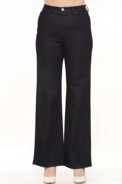 Joseph Ribkoff Belted High Rise Wide Leg Denim Jean In Indigo Blue