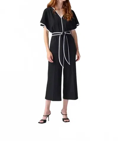 Joseph Ribkoff Belted Jumpsuit In Midnight Blue/vanilla In Black