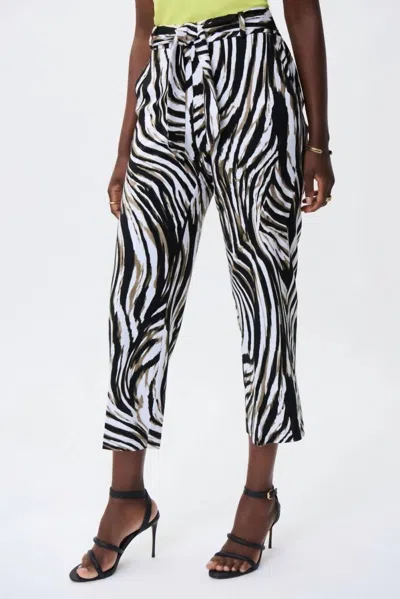 Joseph Ribkoff Belted Pull On Cropped Pants In Van/multi In Black