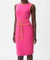 Joseph Ribkoff Sleeveless Dress With Belt In Pink In Pink