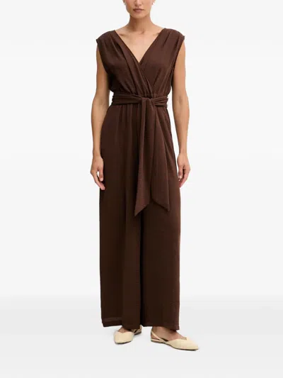 Joseph Ribkoff Belted Wrap Jumpsuit In Brown