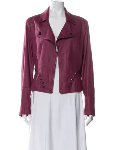 Pre-owned Joseph Ribkoff Biker Jacket In Burgundy