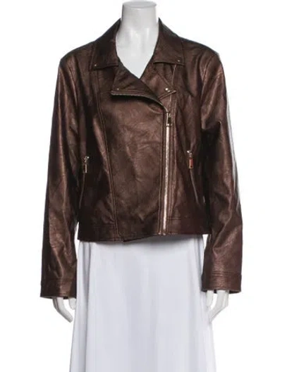 Pre-owned Joseph Ribkoff Biker Jacket W/ Tags In Brown