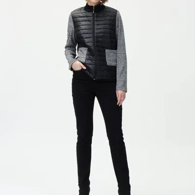 Joseph Ribkoff Black Puffer Jacket With Contrast Sleeves