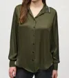 Joseph Ribkoff Satin Straight Fit Collared Blouse In Iguana In Multi
