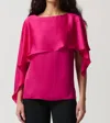 Joseph Ribkoff Satin Layered Top In Pink In Pink