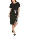 Joseph Ribkoff Two Tone Slit Dress In Black In Black