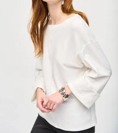 Joseph Ribkoff Boat Neck Oversized Knit Top In Vanilla In White