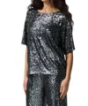 Joseph Ribkoff Boatneck Top In Black/grey In Multi
